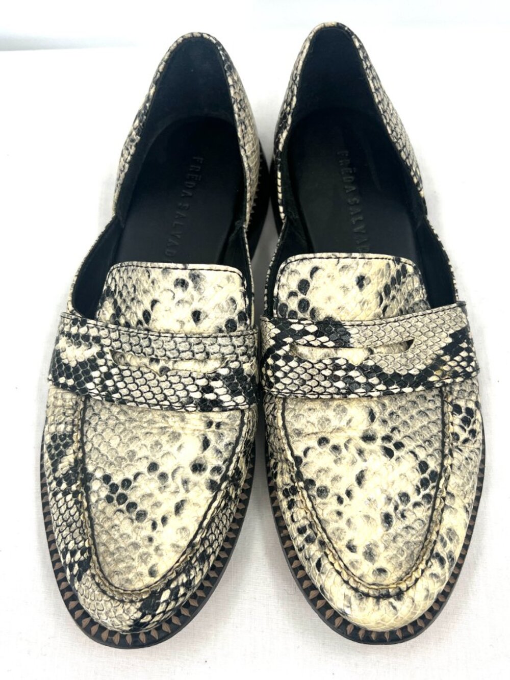 Freda Salvador Tash D'Orsay Snakeskin Leather Loafers Women's 9